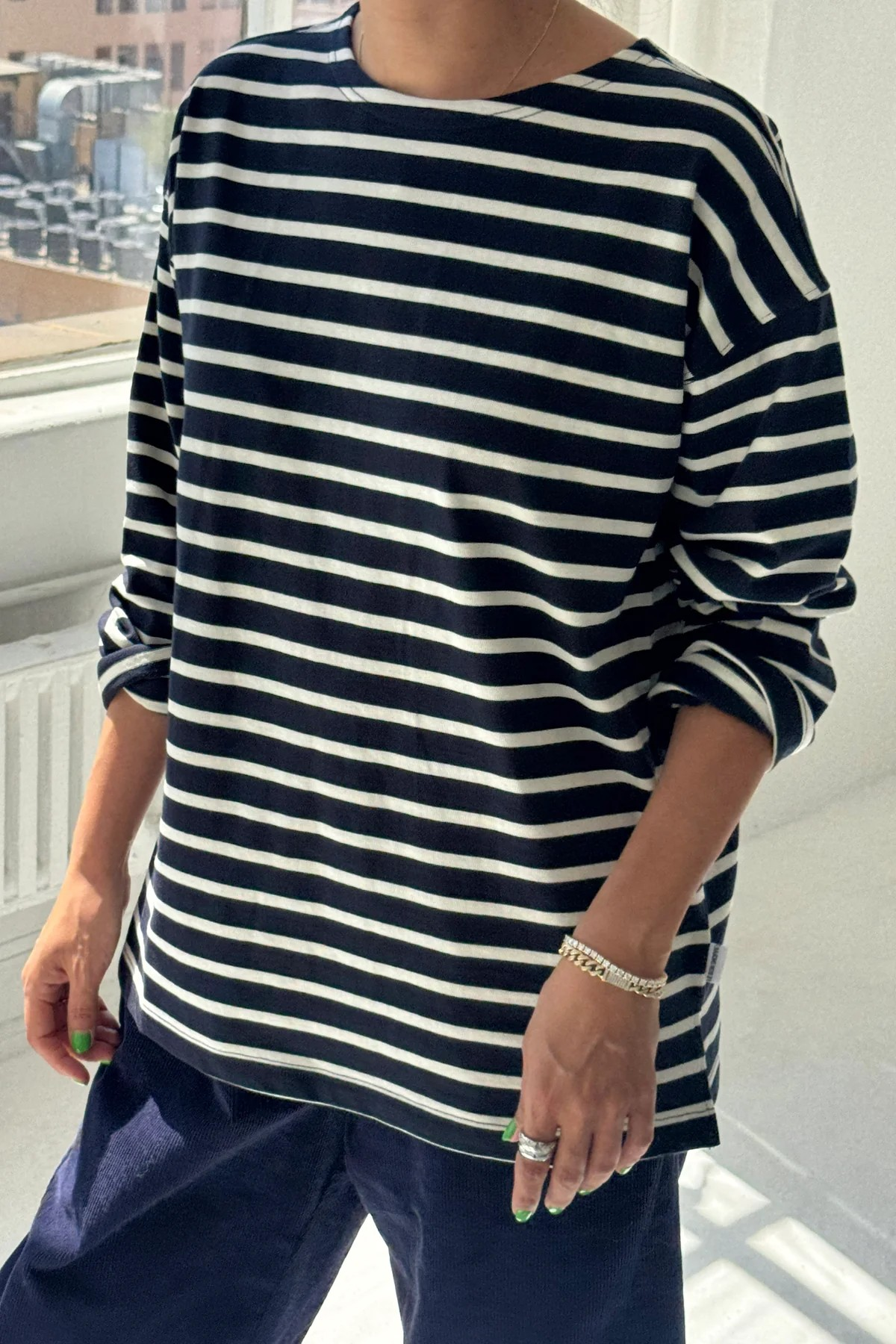 Marseille Top - White Stripe on Navy– Gatley